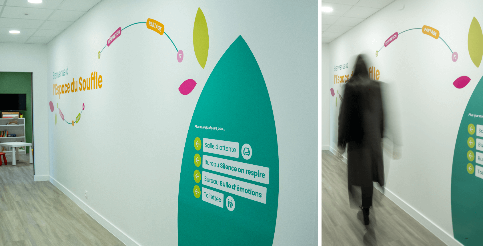 Signalétique locaux de l'Espace du Souffle - couloir