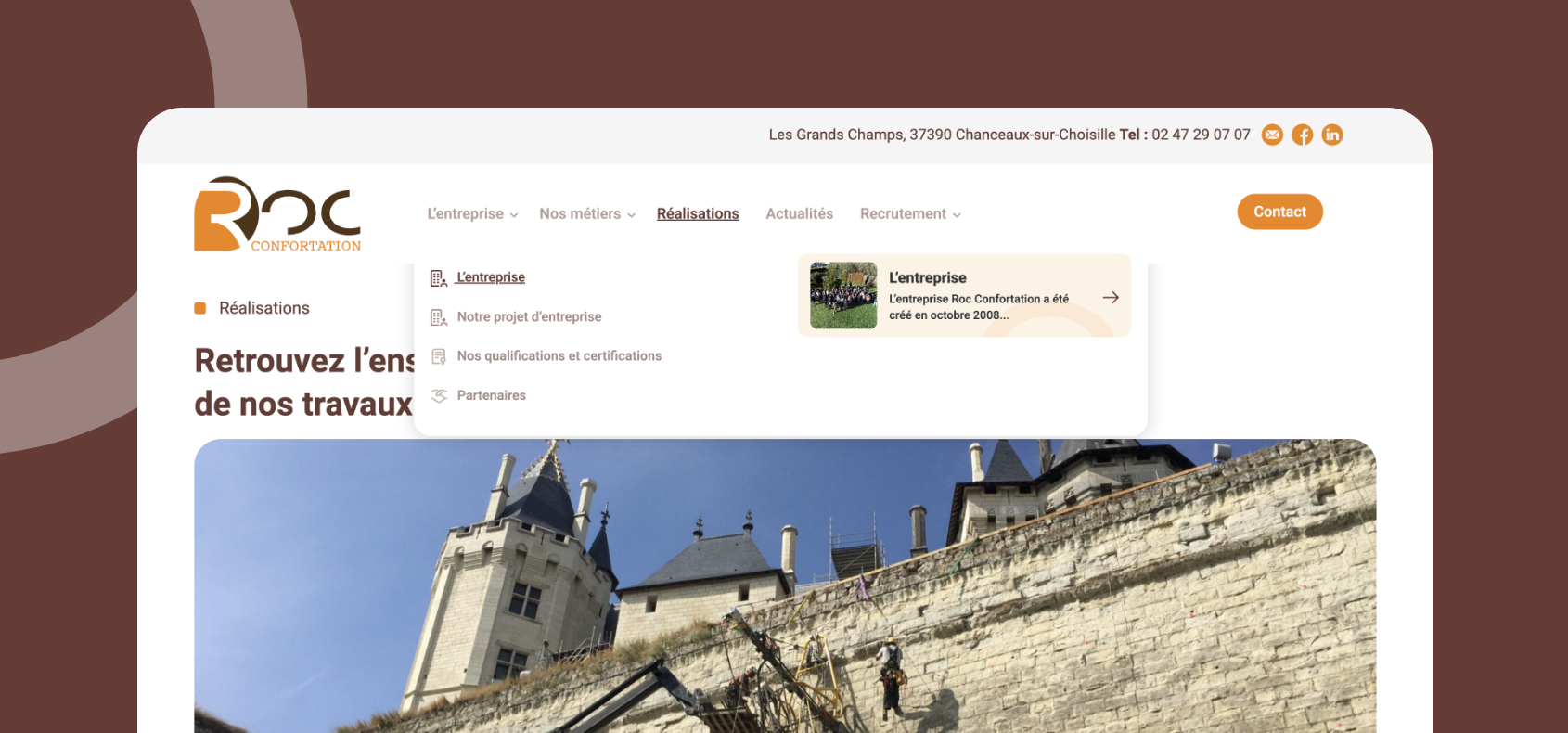 Roc confortation - site web - Menu